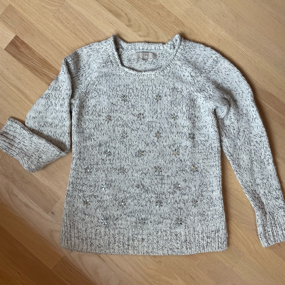 LOFT Heathered Crew Neck Sweater